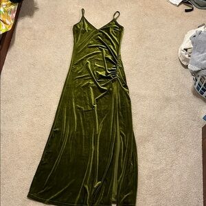 Stretchy Velvet Green Velour Long Dress S/M Ren Faire